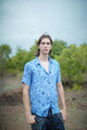 Cyberhex Sky Blue – Mens Partywear Shirt | Psy Festival Button-Up Bamboo Shirt