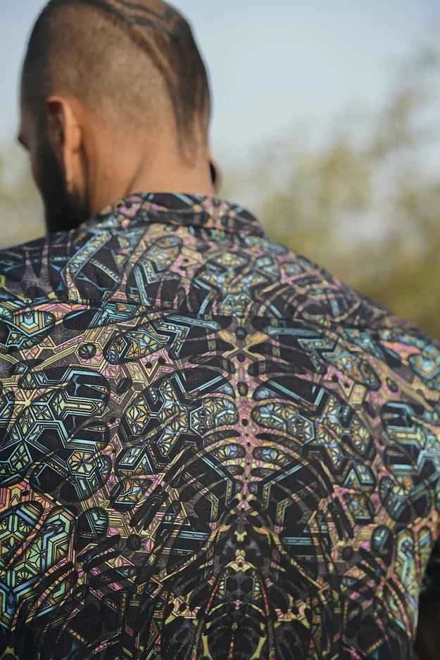 MIND FLARE | Men's Bamboo Shirts | Psychedelic Glitch Pattern Shirt