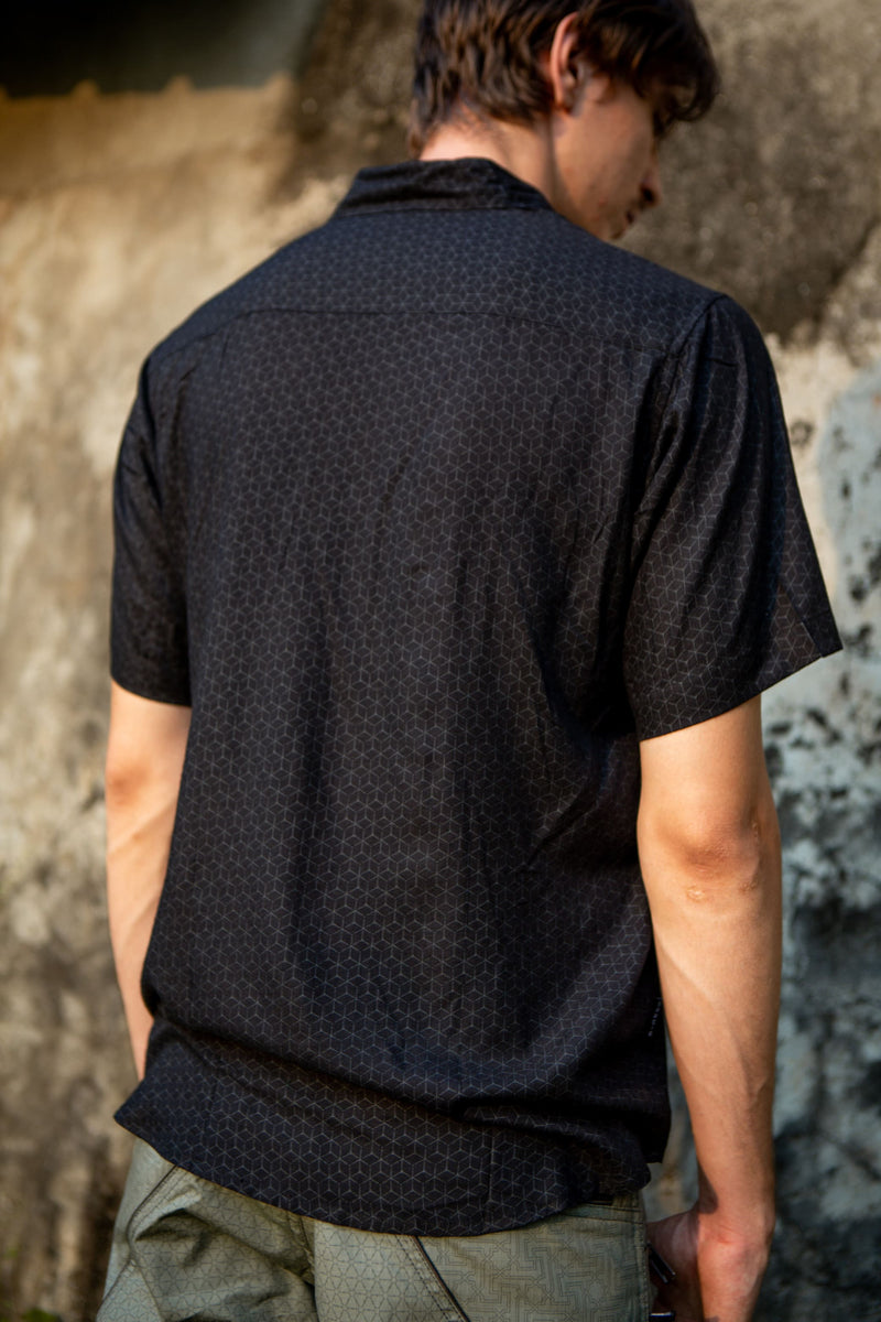 ABSTRACT KNOT | Men's Viscose Shirts | Sacred Geometry Print Black Party Shirt