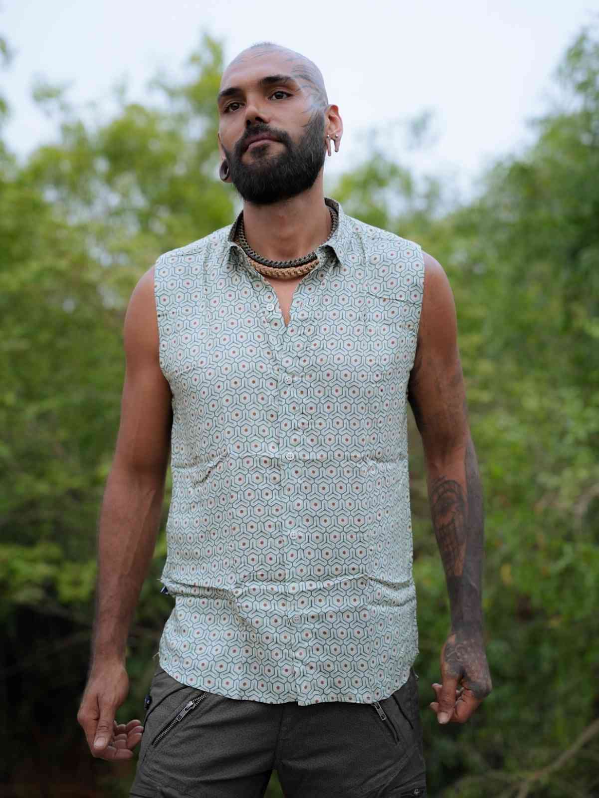 Hexoption Psychedelic Art Wear Sleeveless Bamboo Shirt