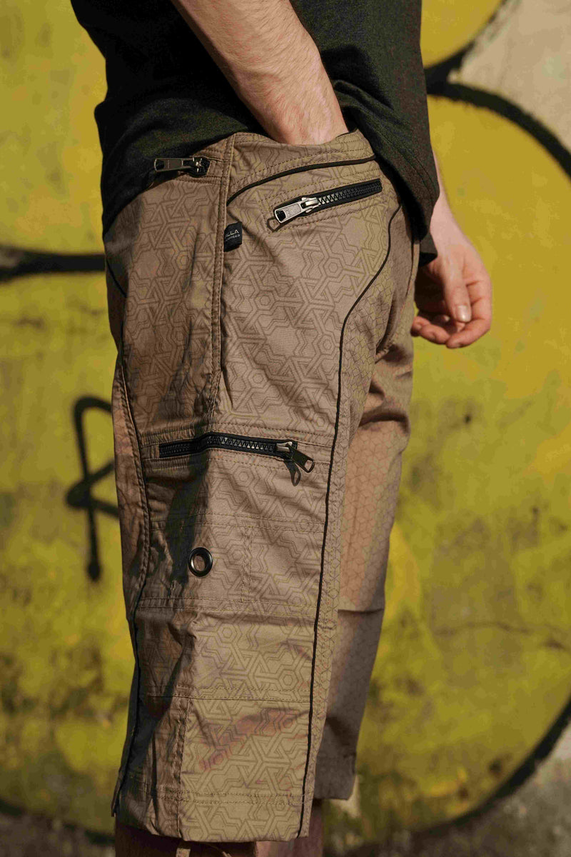 Pythagoras Abstract - Dark Beige NY Men's Cargo Shorts | Pythagoras Print Short