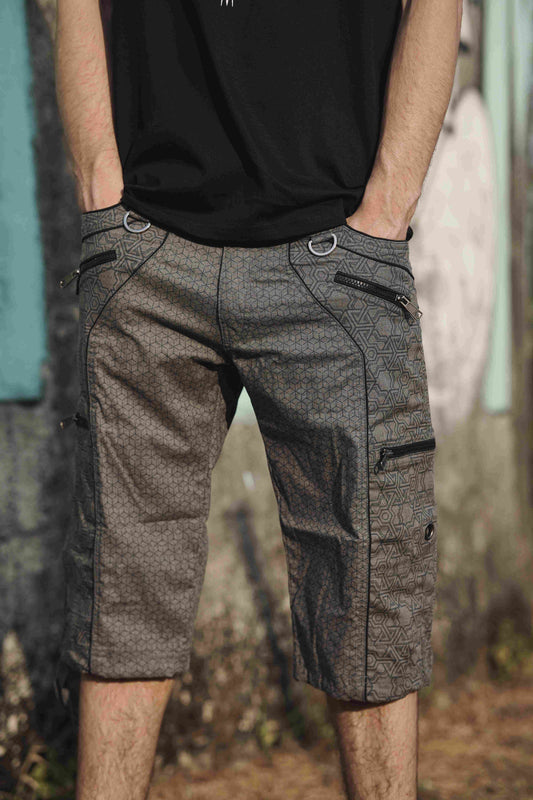 Pythagoras Abstract - OFF Grey NY 3/4 Men's Utility Cargo Short | Art Wear Short