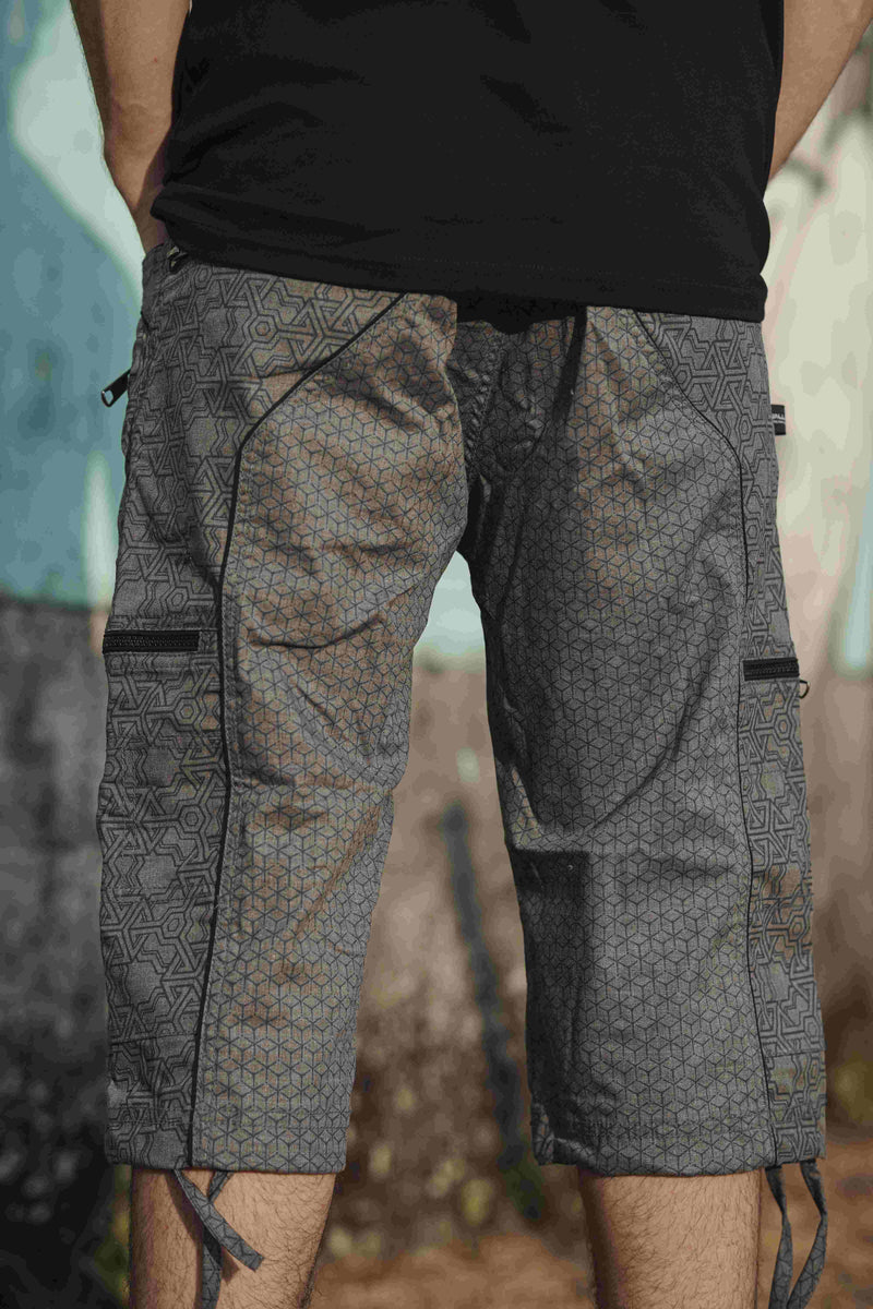Pythagoras Abstract - OFF Grey NY 3/4 Men's Utility Cargo Short | Art Wear Short