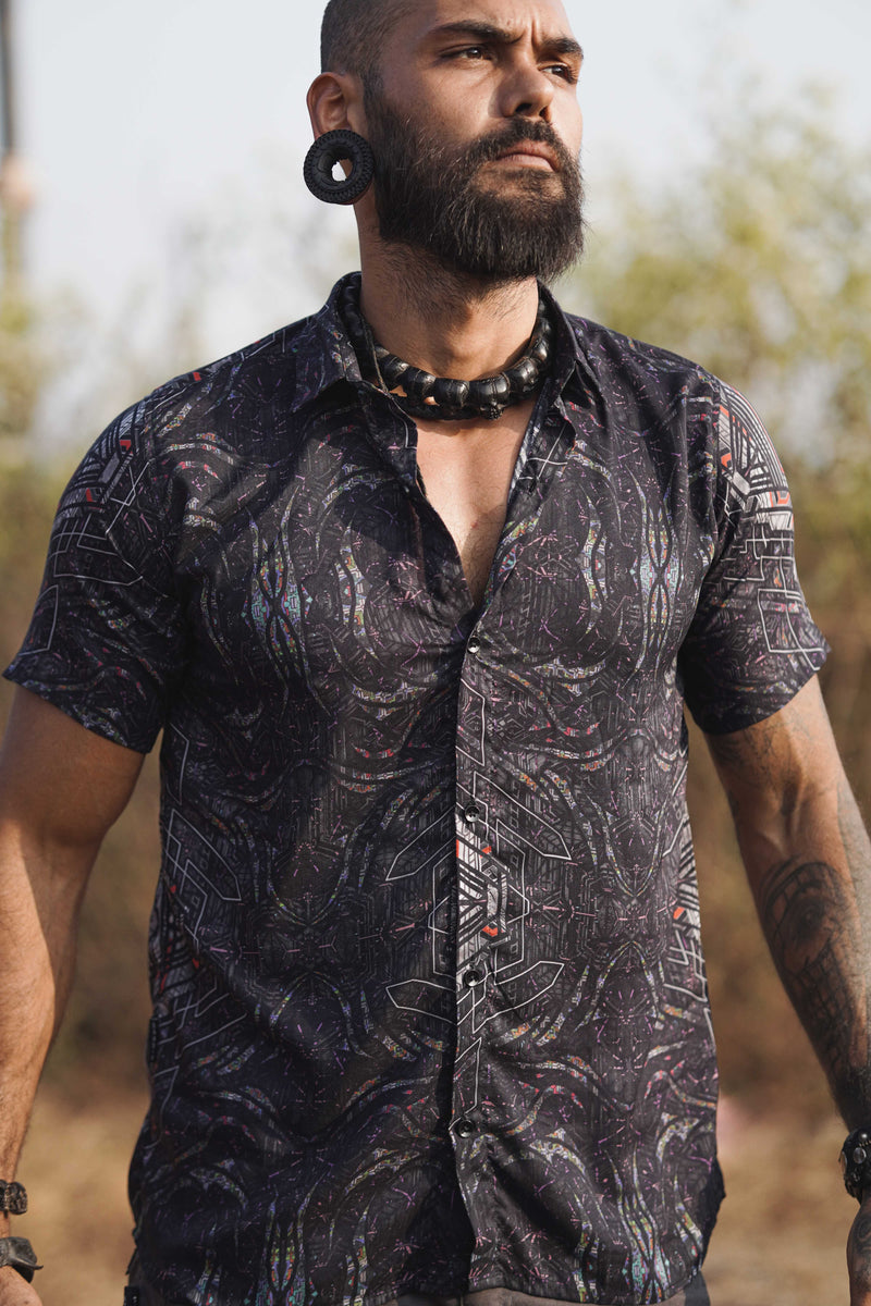 STAR DUST | Men's Bamboo Shirts | Dark Psychedelic Abstract Shirt