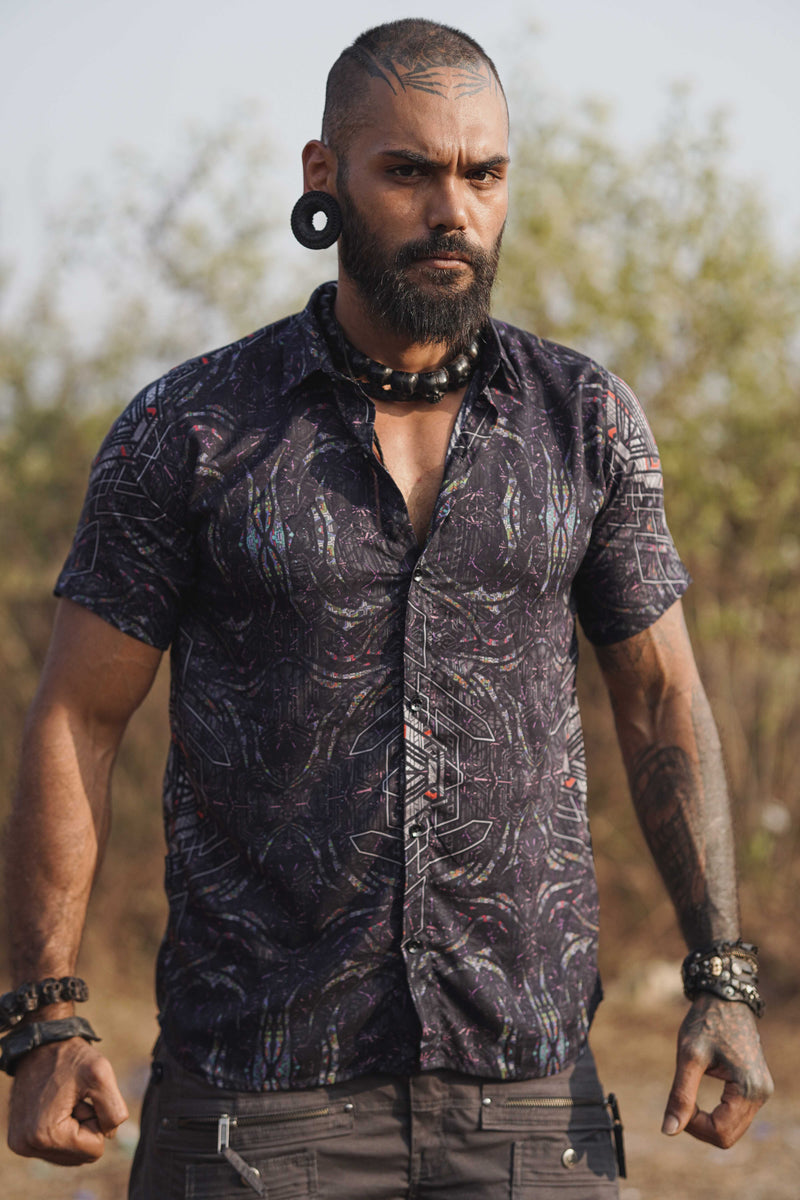 STAR DUST | Men's Bamboo Shirts | Dark Psychedelic Abstract Shirt