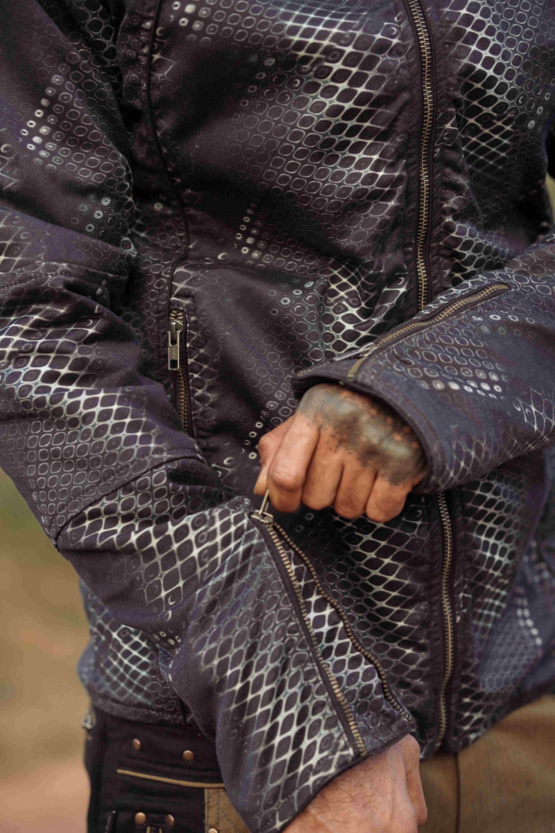 PYTHON VORTEX - Men's Printed Heavy Cotton Dobby Jacket with Zipped Sleeves