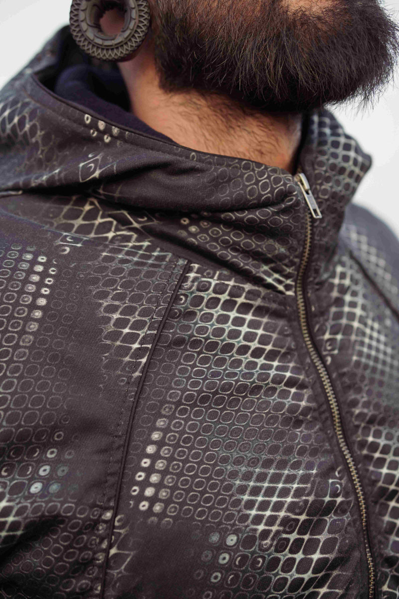 PYTHON VORTEX - Men's Printed Heavy Cotton Dobby Jacket with Zipped Sleeves