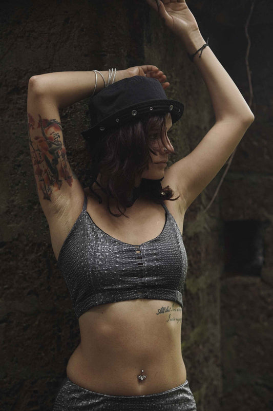 BLACK ILLUSION - Psychedelic Wear Sleeveless Blouse Crop Top