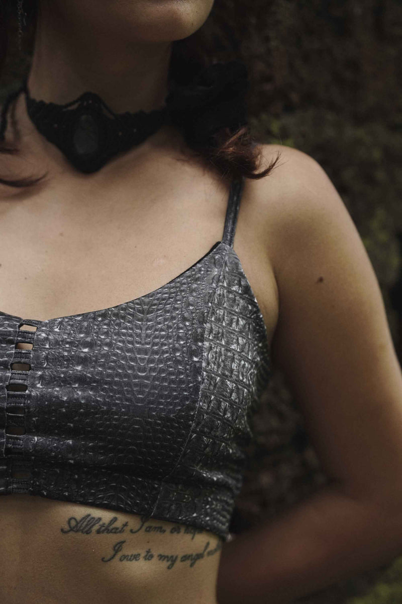 BLACK ILLUSION - Psychedelic Wear Sleeveless Blouse Crop Top
