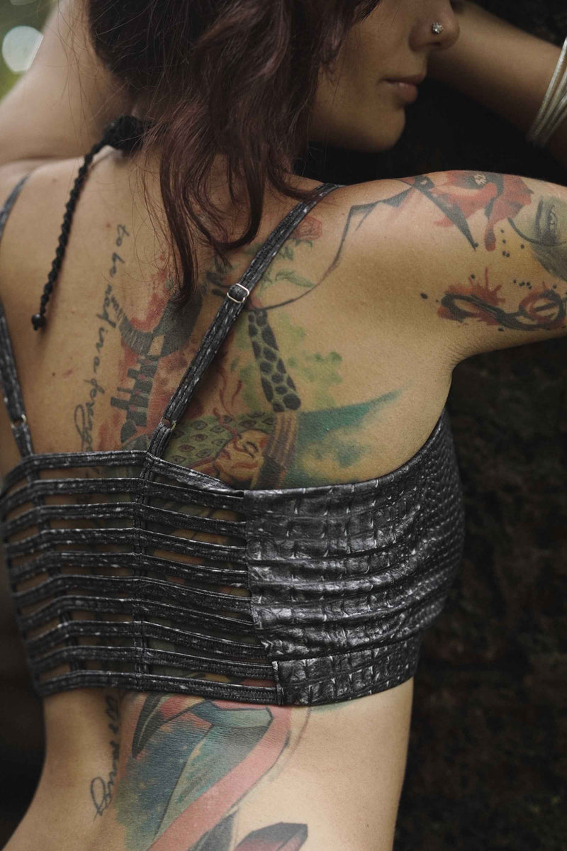 BLACK ILLUSION - Psychedelic Wear Sleeveless Blouse Crop Top