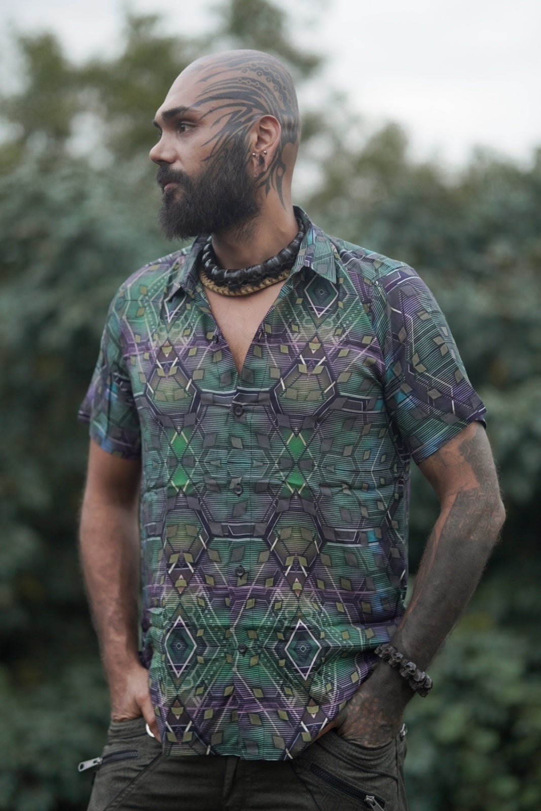 Mystic Fractal– Bamboo Lightweight Summer Wear Trippy Psychedelic Print Shirt