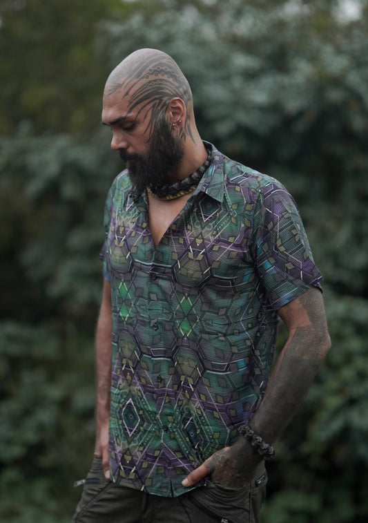 Mystic Fractal– Bamboo Lightweight Summer Wear Trippy Psychedelic Print Shirt