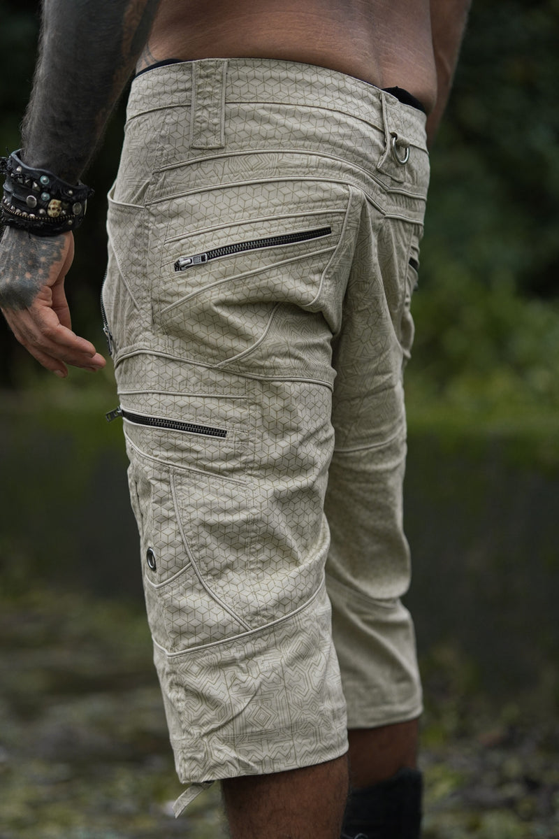 ABSTRACT CODEX - LA 3/4 Shorts Beige Color | Men's Artwear Shorts