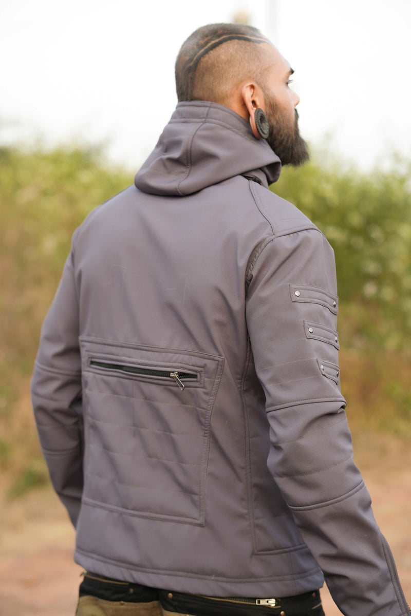 Armor Jacket 2.0 Grey - Futuristic Windproof Winter Hoodie Jacket for Men
