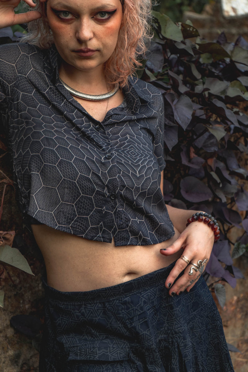 ATOMS & MOLECULES | Bamboo Fabric Women's Crop Shirt | Pixie Festival Blouse