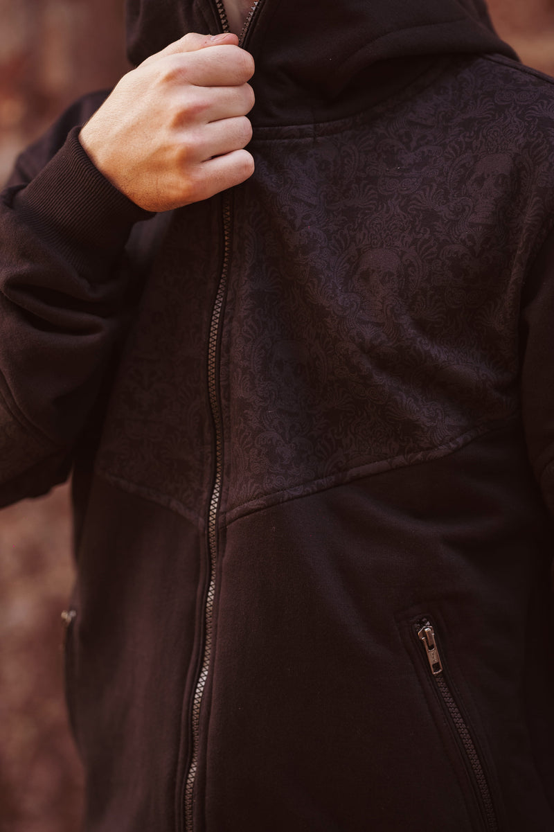 CANCUN SKULLS Print Cotton Fleece Hoodie for Men