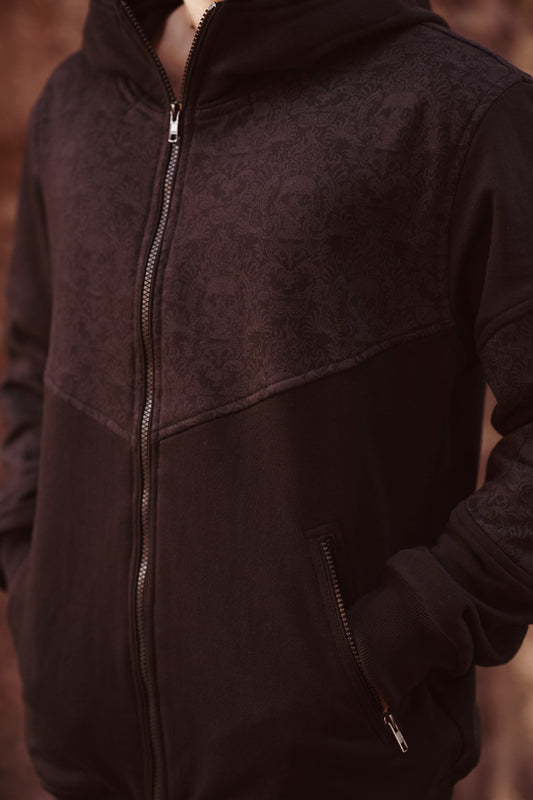 CANCUN SKULLS Print Cotton Fleece Hoodie for Men