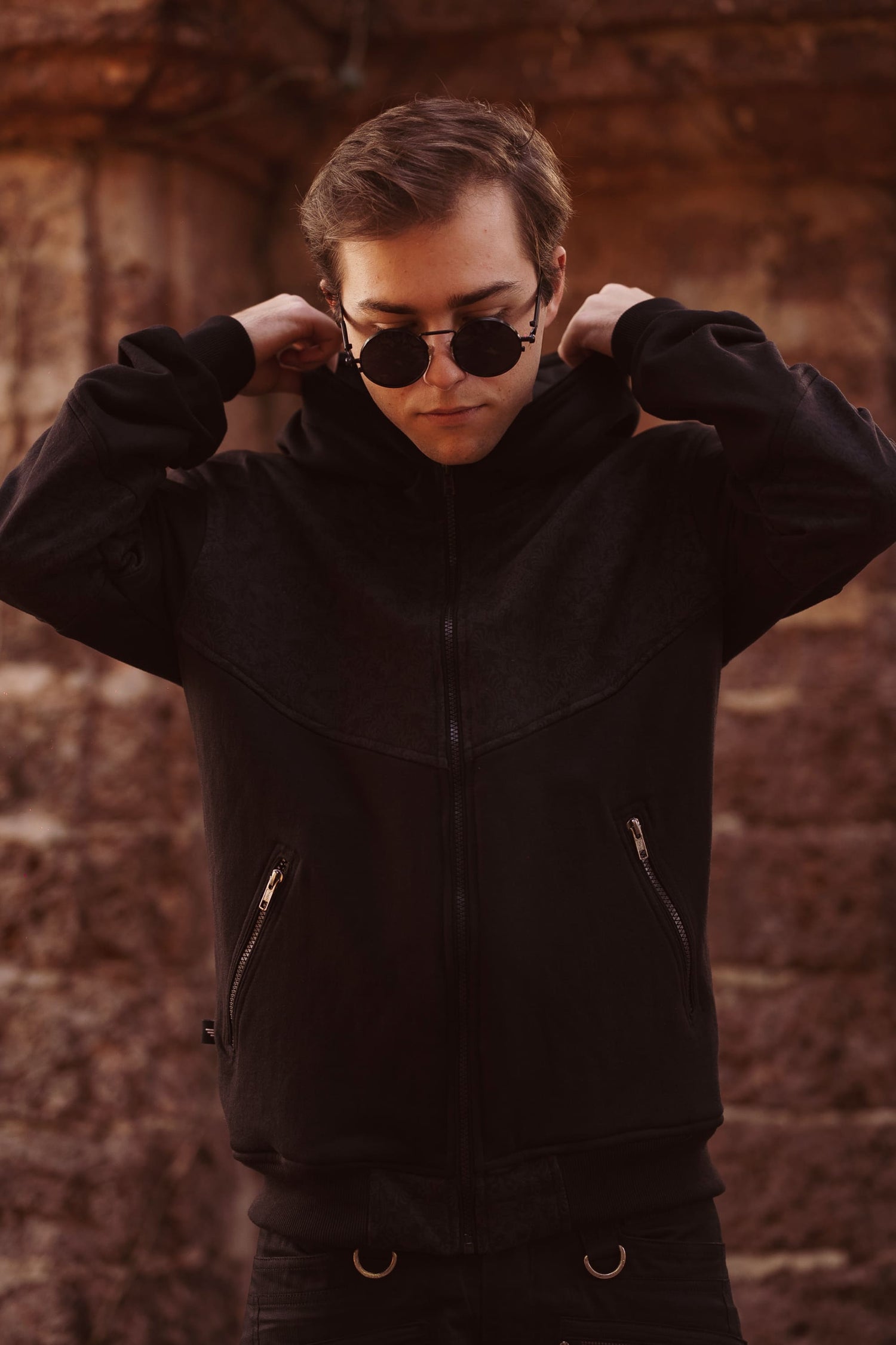 CANCUN SKULLS Print Cotton Fleece Hoodie for Men