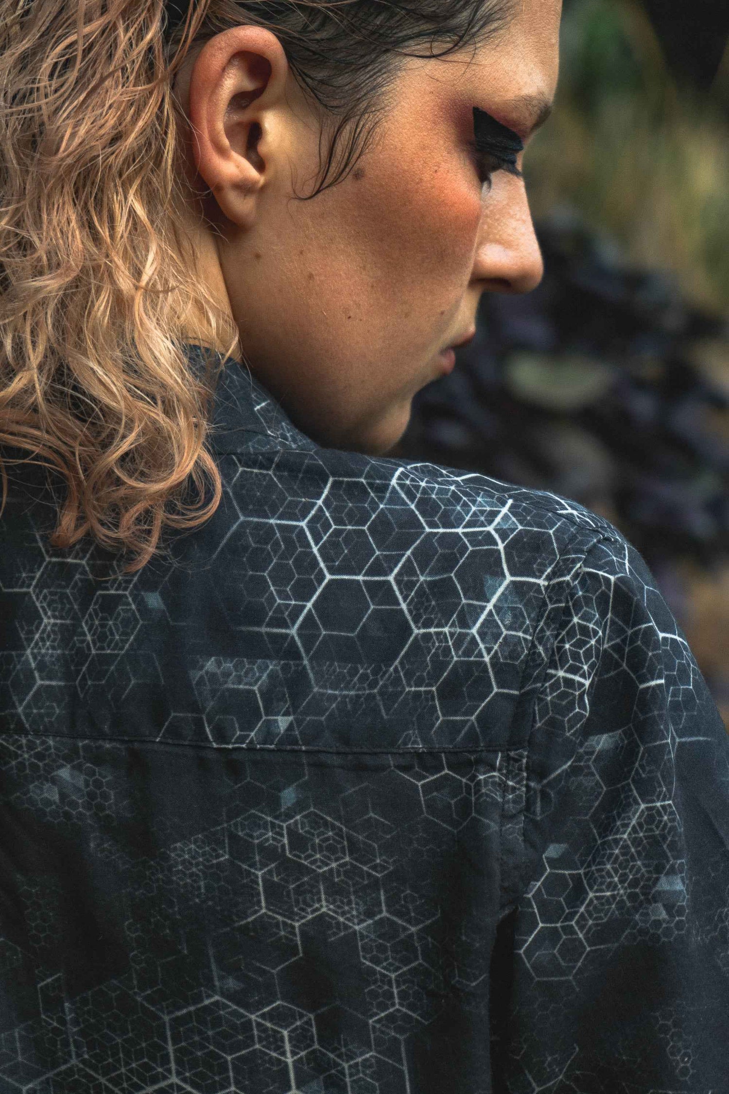 JOURNEY INTO MY MIND | Bamboo Fabric Women's Crop Shirt | Geometric Print Blouse