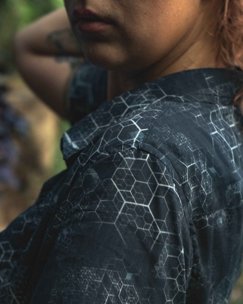 JOURNEY INTO MY MIND | Bamboo Fabric Women's Crop Shirt | Geometric Print Blouse