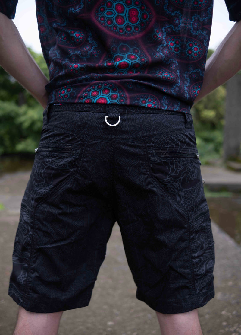 Codex Dragon - Black NY Men's Cargo Shorts | Dragon Print Up Knee Shorts