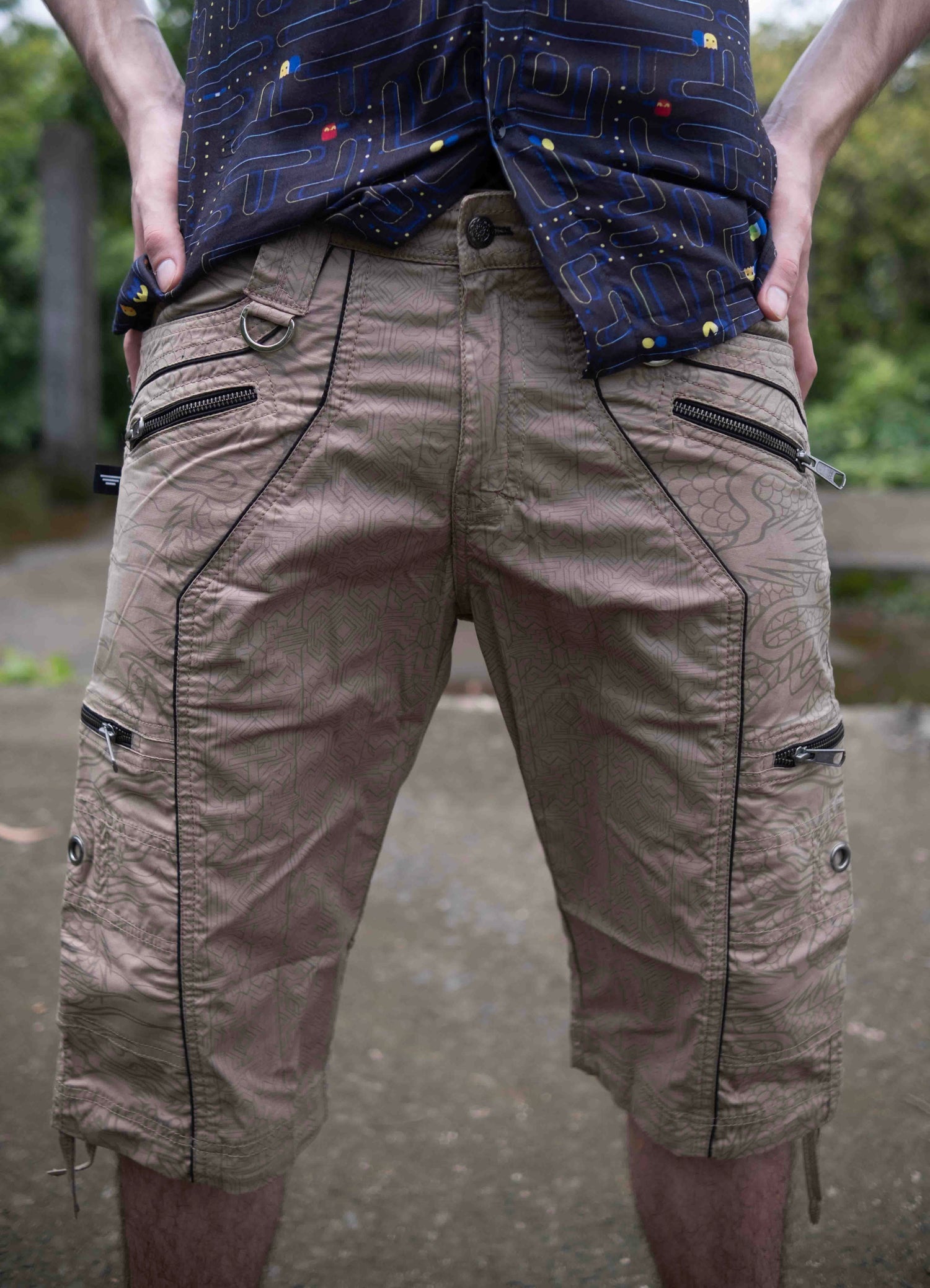 CODEX DRAGON - BEIGE Men Art Wear 3/4 Cargo Shorts