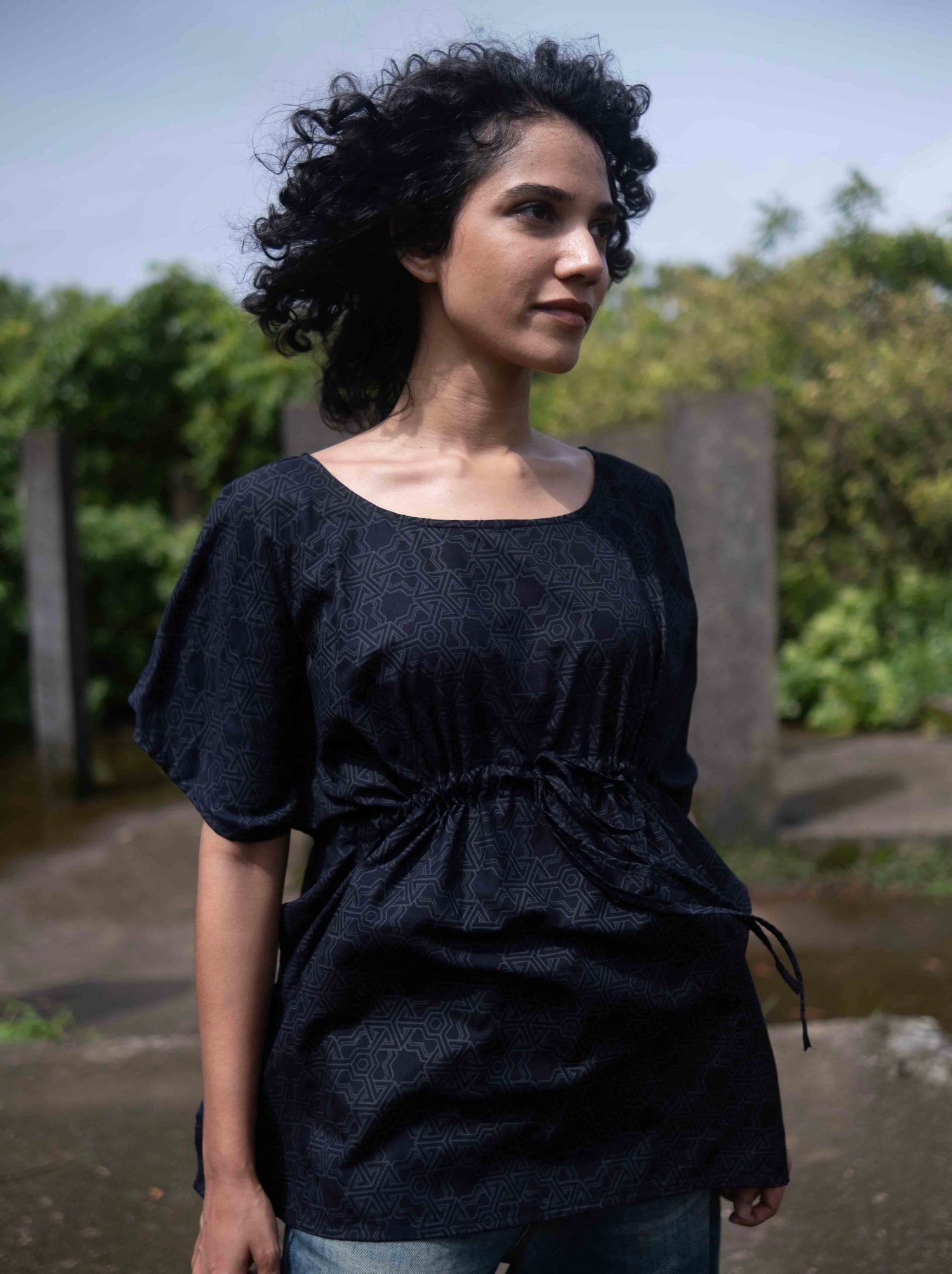 Pythagoras Women's Geometric Art Tunic Top - Adjustable Waist Top