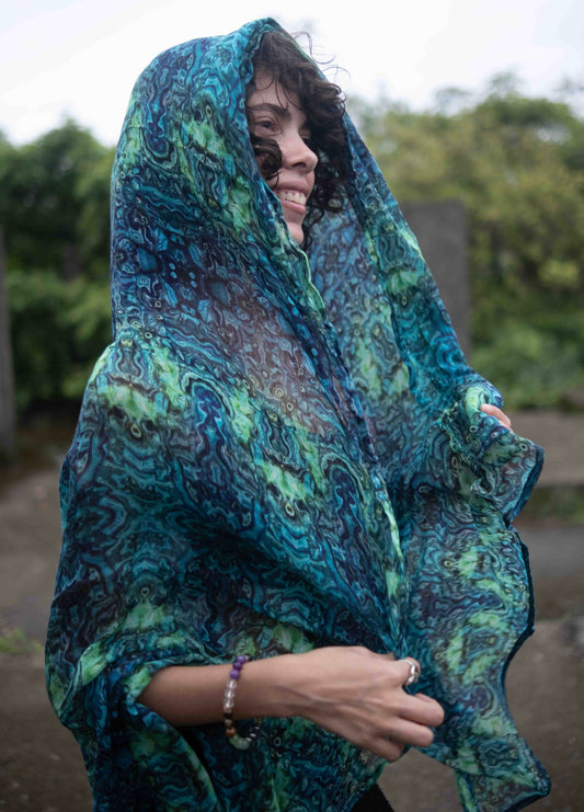 Blue Illusion| Bamboo Fabric Scarf | Lightweight Summer Beach Scarf