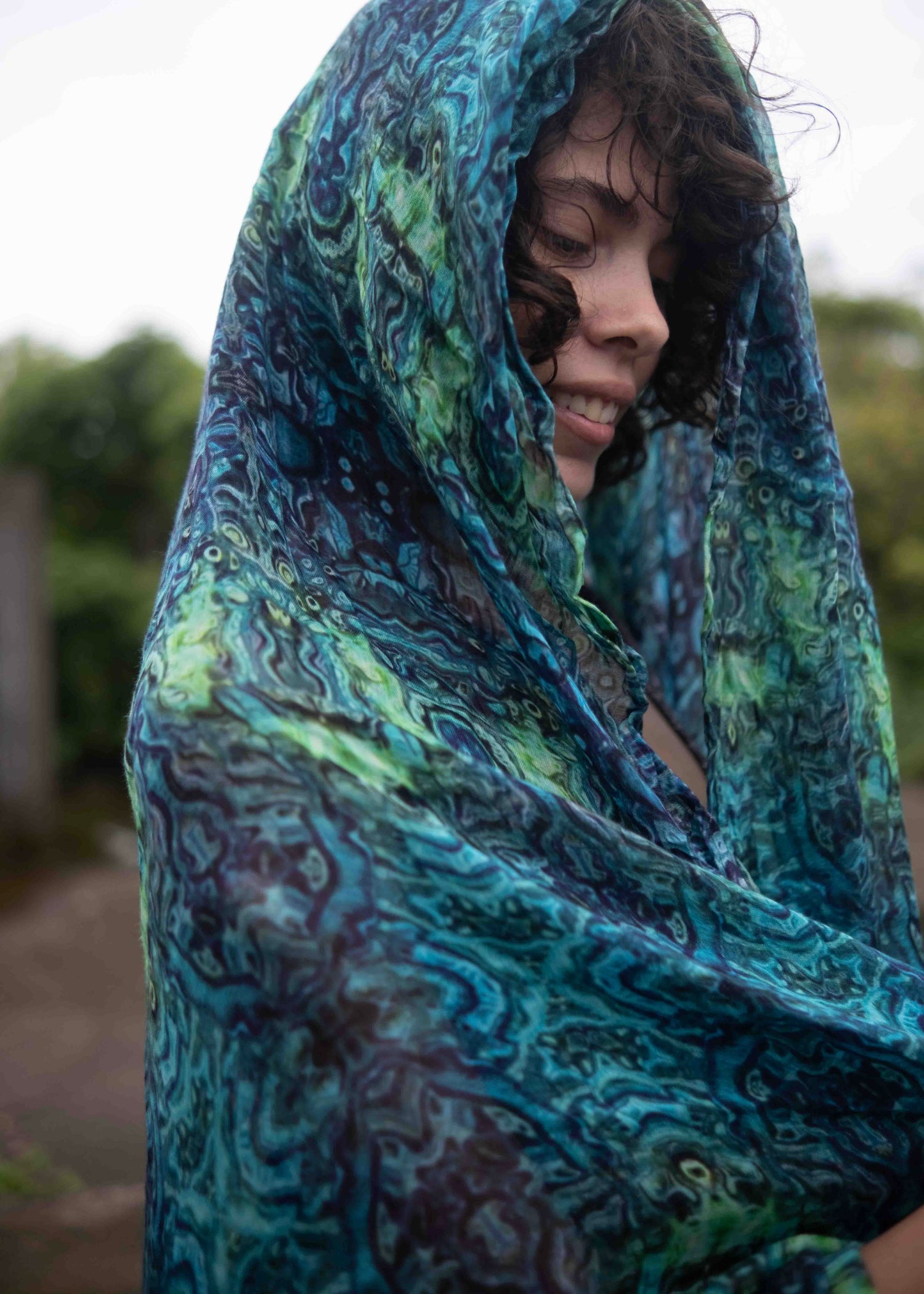 Blue Illusion| Bamboo Fabric Scarf | Lightweight Summer Beach Scarf