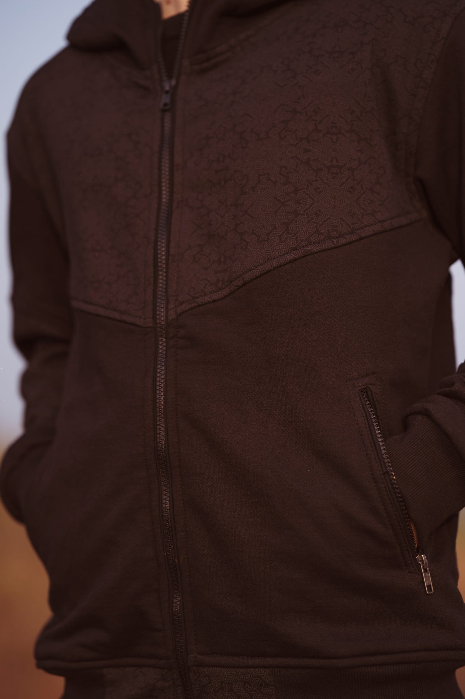 FRACTAL TETRAHEDRON - Cotton Fleece Hoodie for Men with Fractal Patterns Print