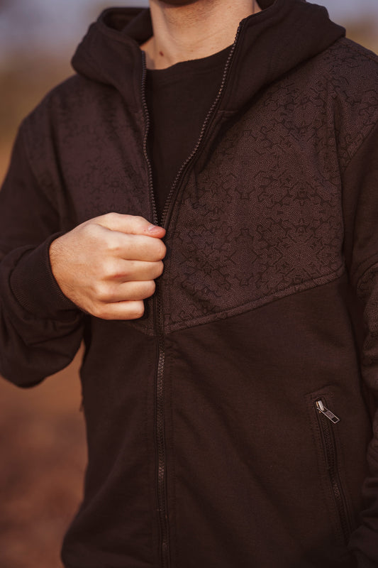 FRACTAL TETRAHEDRON - Cotton Fleece Hoodie for Men with Fractal Patterns Print