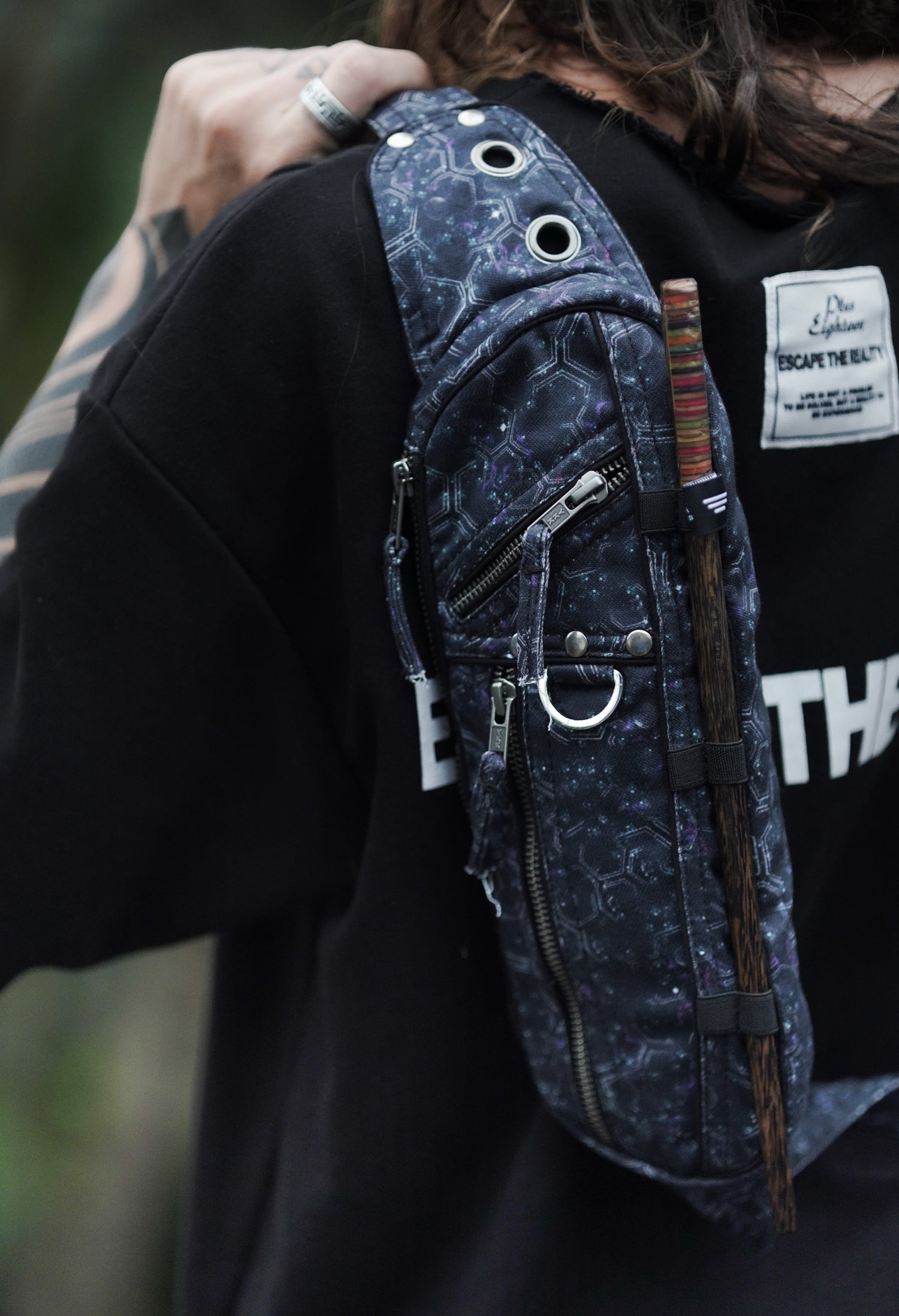 HEXAGON DWELL | Unisex Crossbody Bags | Raver Festival Sling Pouch Bag