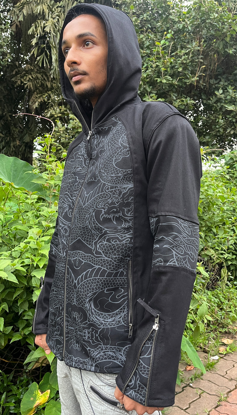 Vanta Dragon - Men's Printed Heavy Cotton Hoodie Jacket