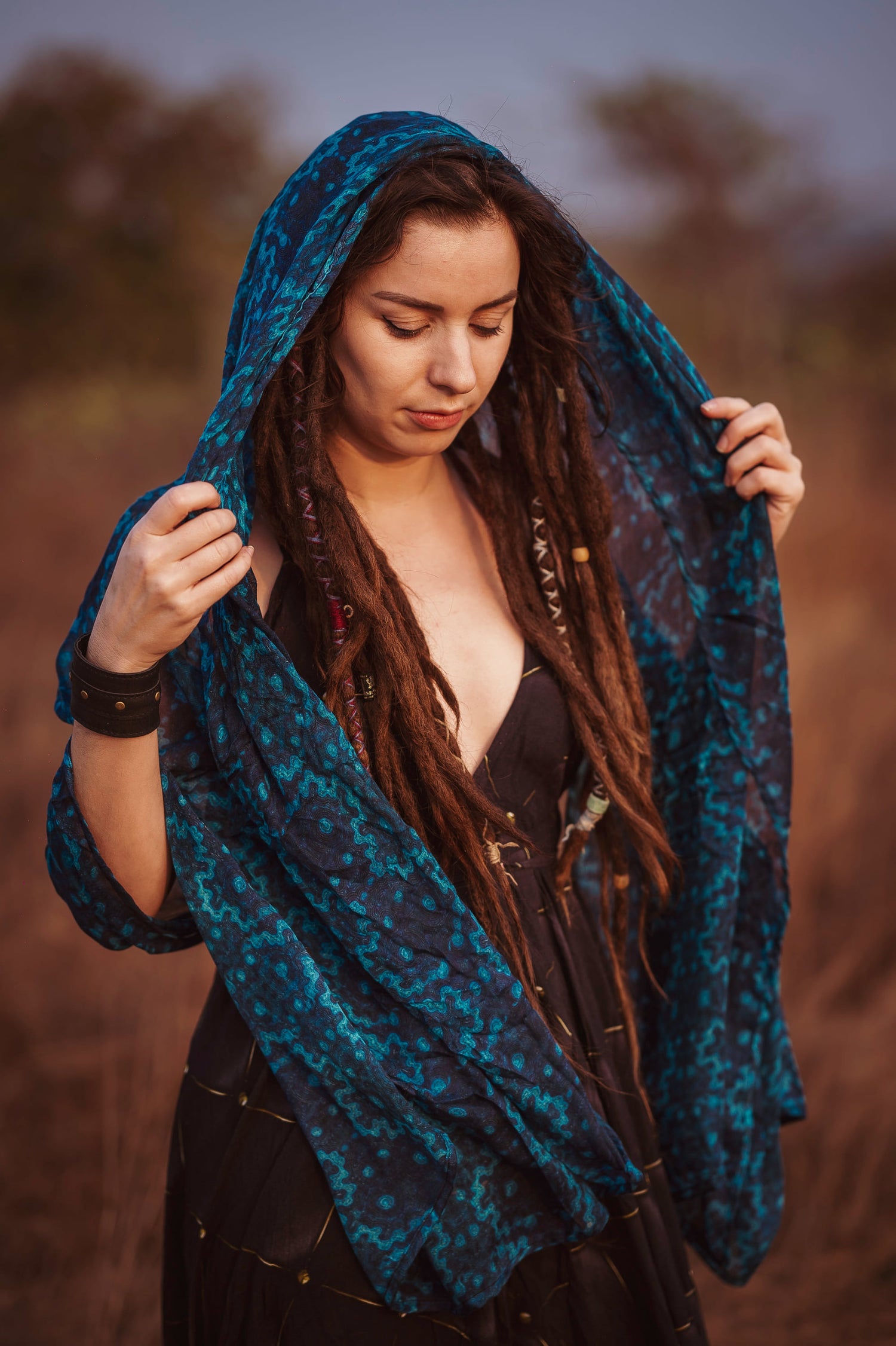 INFINITE FRACTAL | Bamboo Fabric Witch Scarf | Psychedelic Pixie Goa Party Scarf