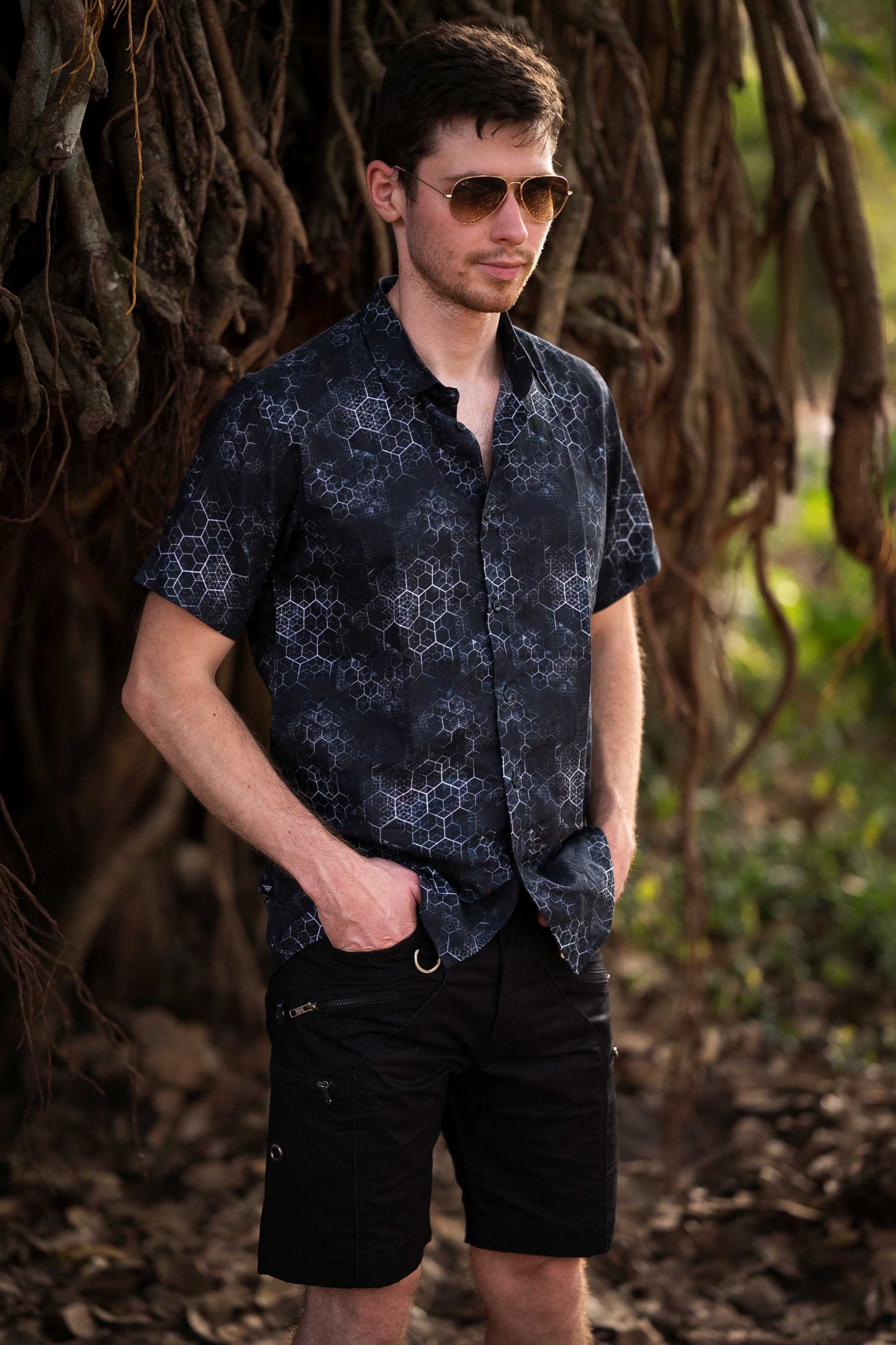 JOURNEY INTO MY MIND - Bamboo Modal Men's Partywear Short Sleeve Printed Shirts