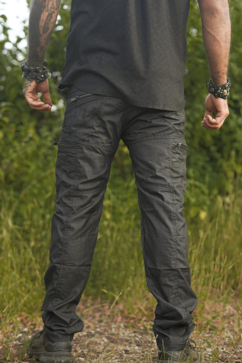 LA Pants - Dark Grey Stripes Men's Cargo Pants