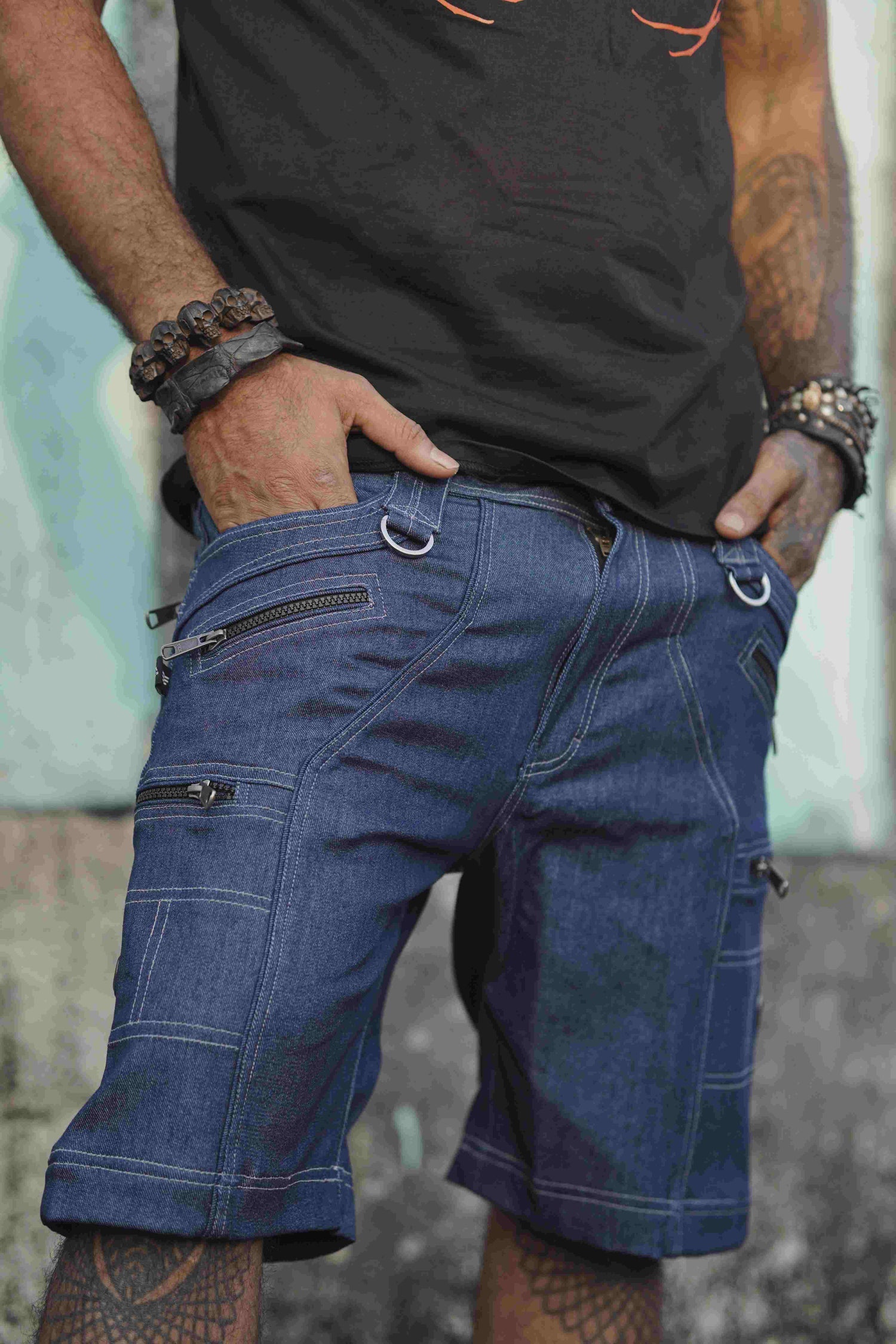 LA Shorts Punk Denim - Up Knee Men's Shorts