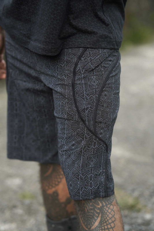 MAGMA CODEX - Artwear Men's Board Shorts | Black Cyberpunk Pattern