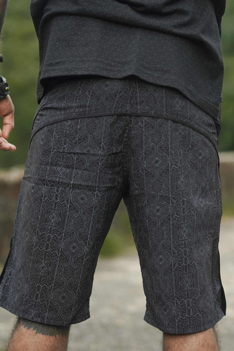 MAGMA CODEX - Artwear Men's Board Shorts | Black Cyberpunk Pattern