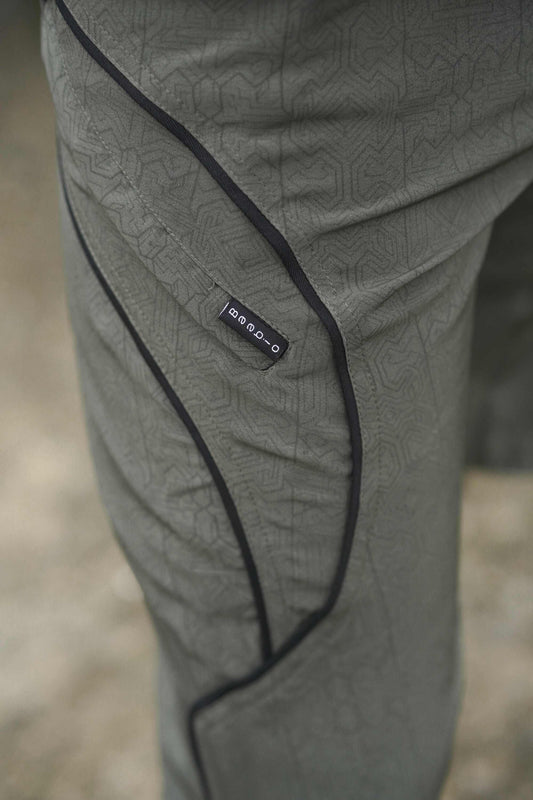 MAGMA CODEX - Artwear Men's Board Shorts | Khaki Cyberpunk Pattern Shorts