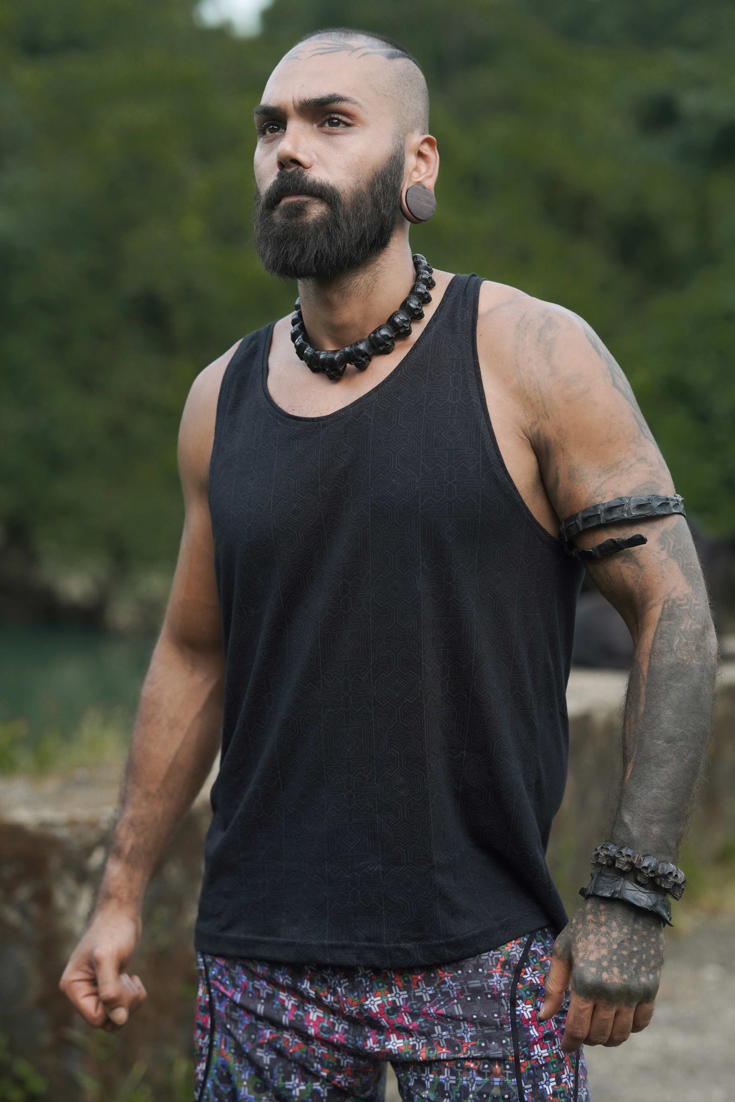 MAGMA CODEX| Black Men's Psychedelic Tank T-shirts