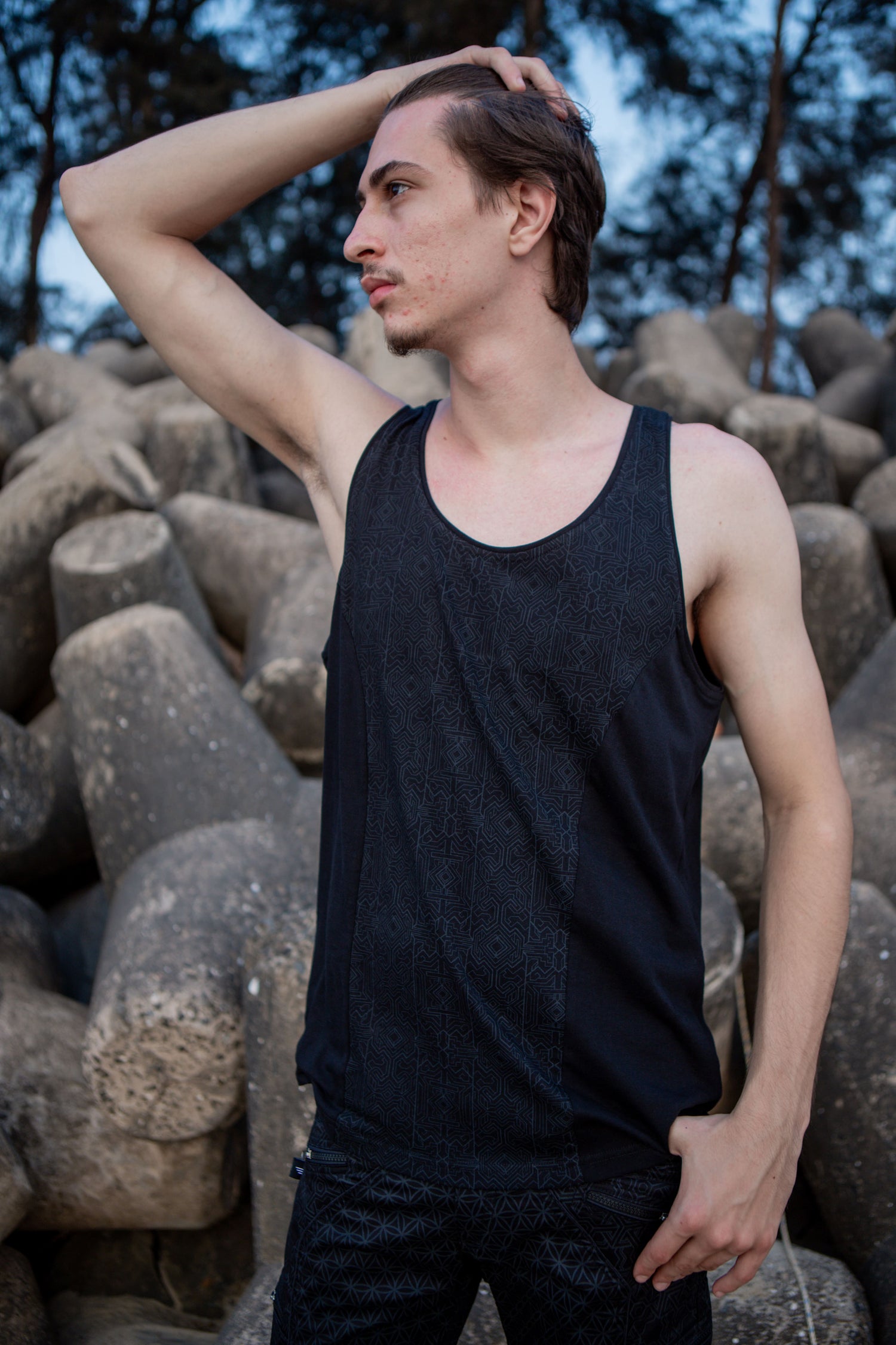 MAGMA CODEX - Men's Black Screenprint Tank Shirts Tops