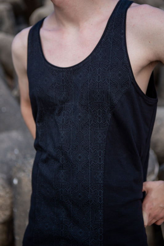 MAGMA CODEX - Men's Black Screenprint Tank Shirts Tops