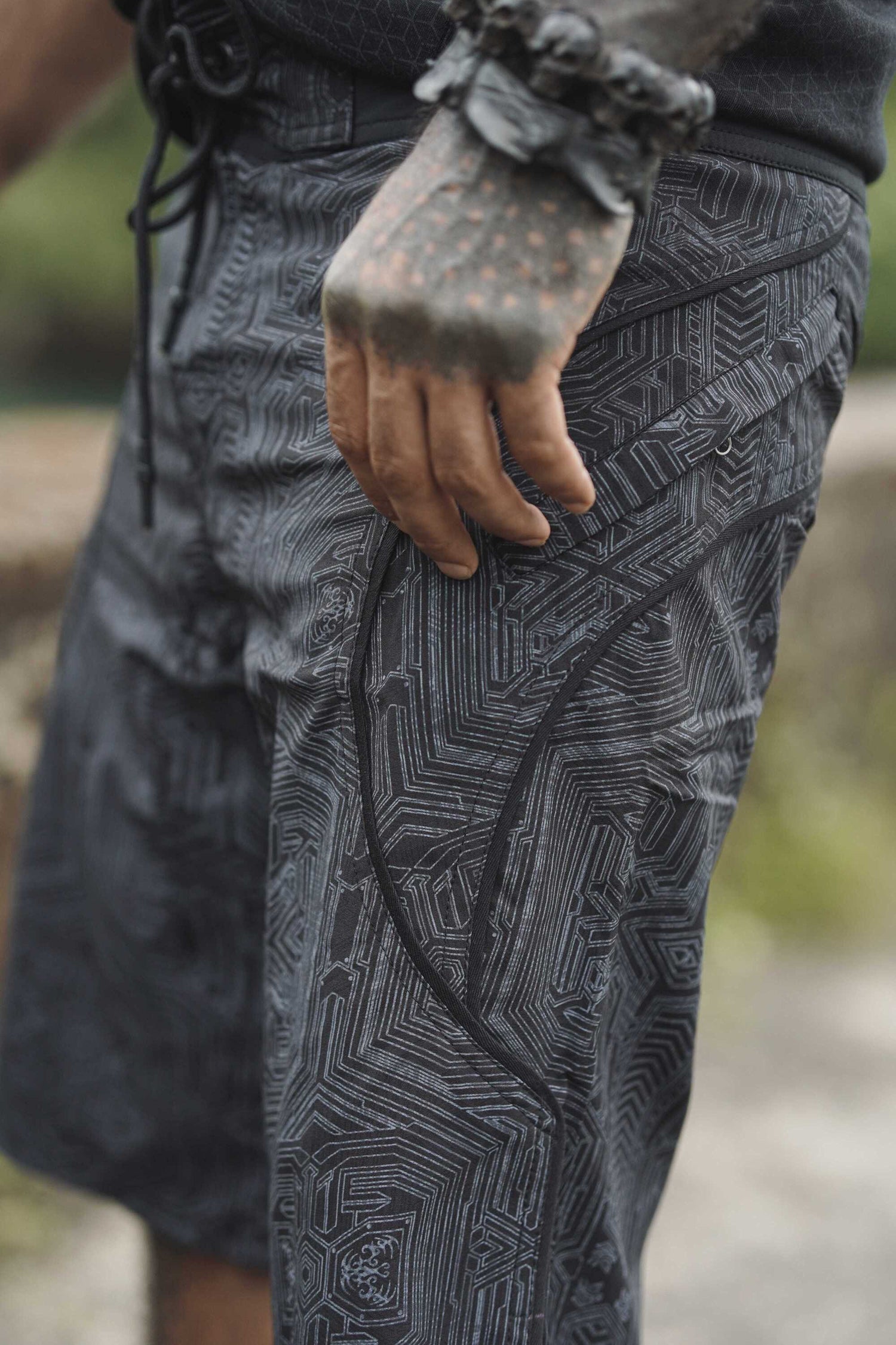 METANOIA - Artwear Men's Board Shorts | Black Cyberpunk Pattern