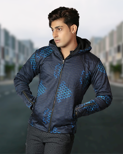MAYAN MOLECULES - Men's Printed Heavy Cotton Hoodie Jacket with Zips