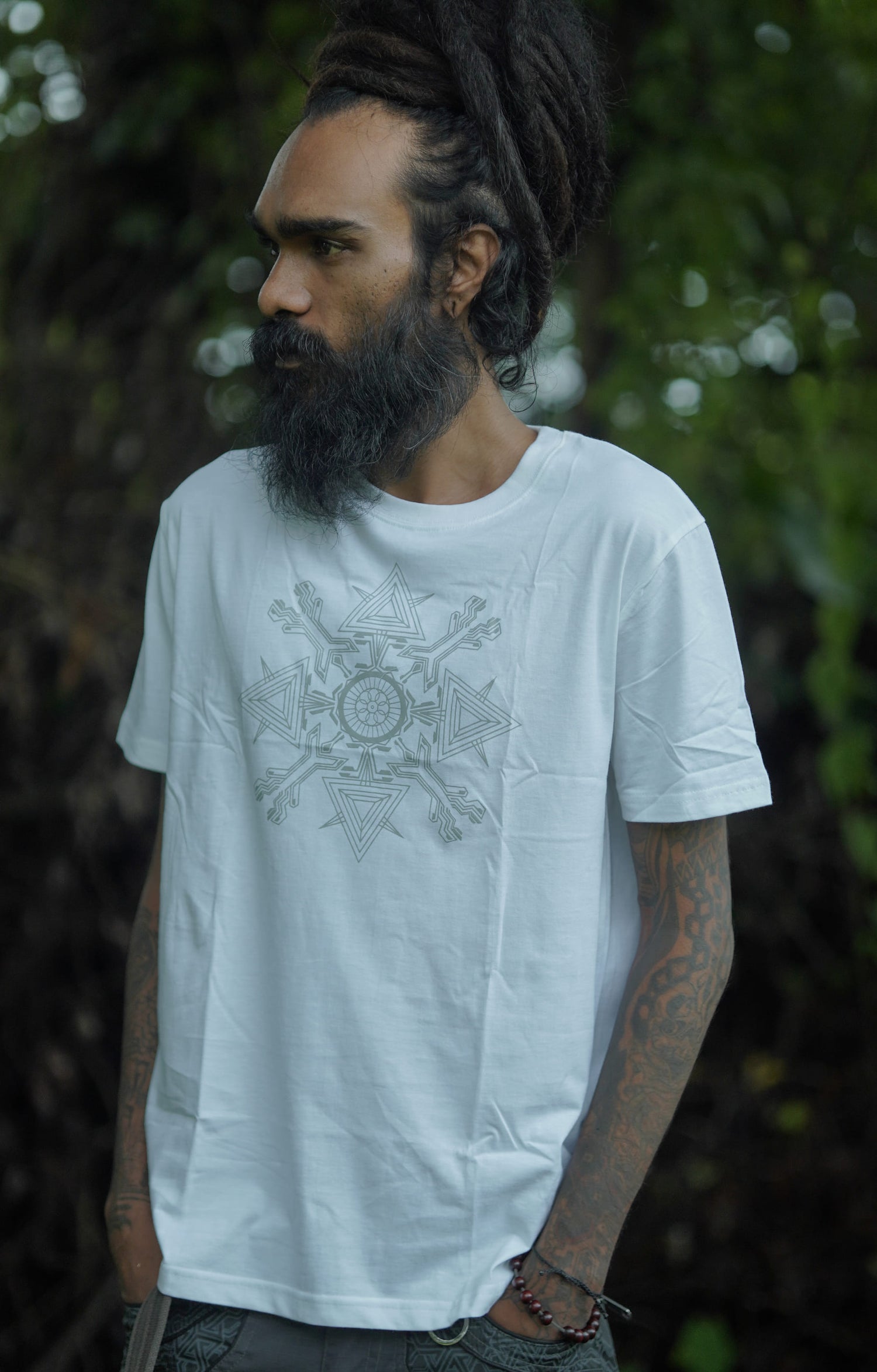 MAGUMBA | White Edition | Men's Futuristic Cyberpunk Graphic Cotton T-Shirts