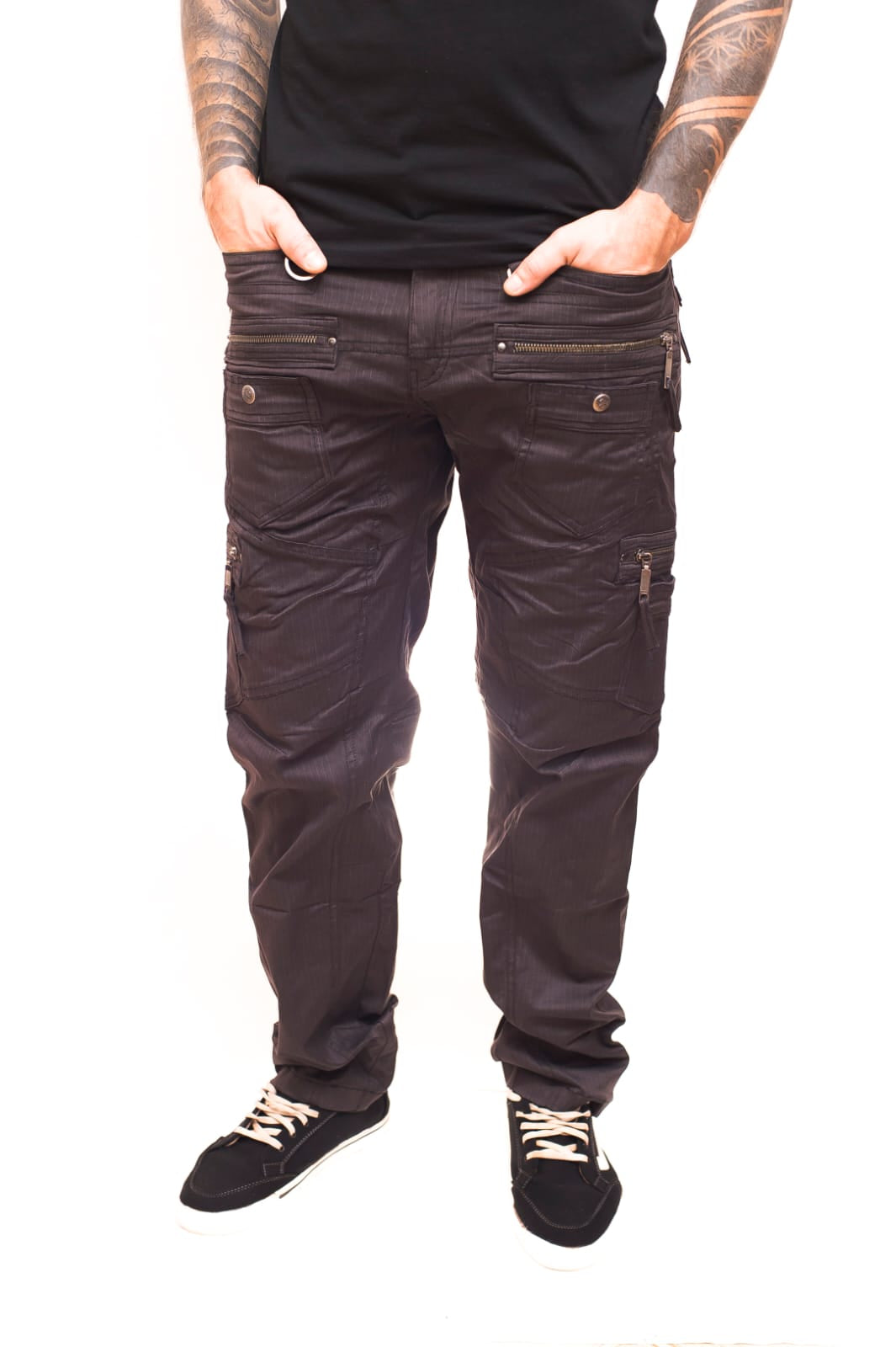 Managa Cargo Pants in Dark Grey Stripes