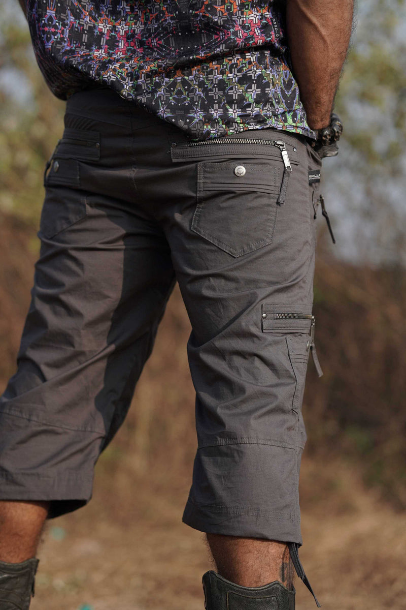 Managa Shorts - Men's Grey Cotton Multi-pocketed Cargo Shorts