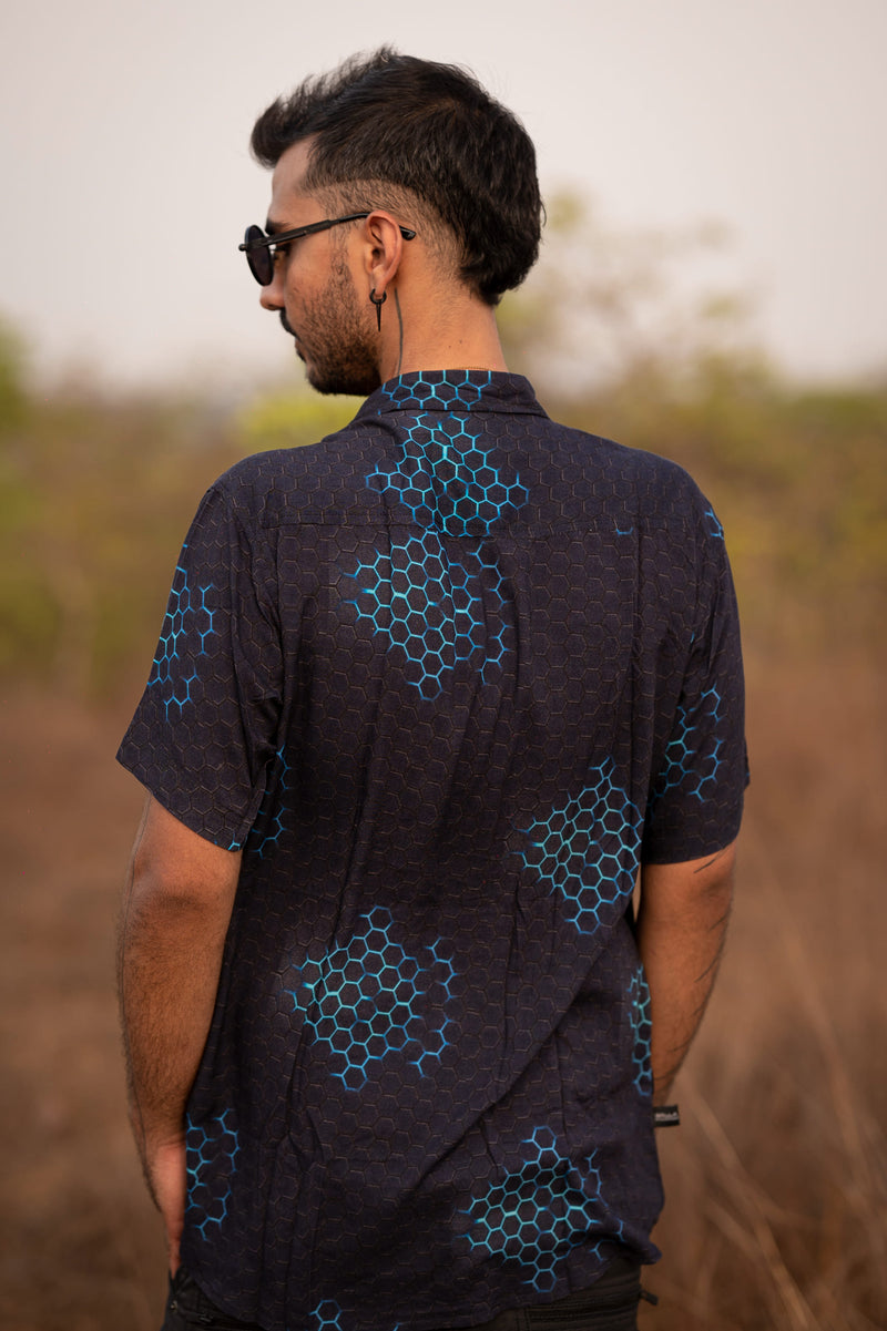 Mayan Molecules - Men's Short Sleeve Viscose Shirts | Men's Summer Partywear