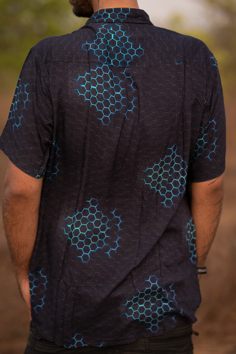 Mayan Molecules - Men's Short Sleeve Viscose Shirts | Men's Summer Partywear